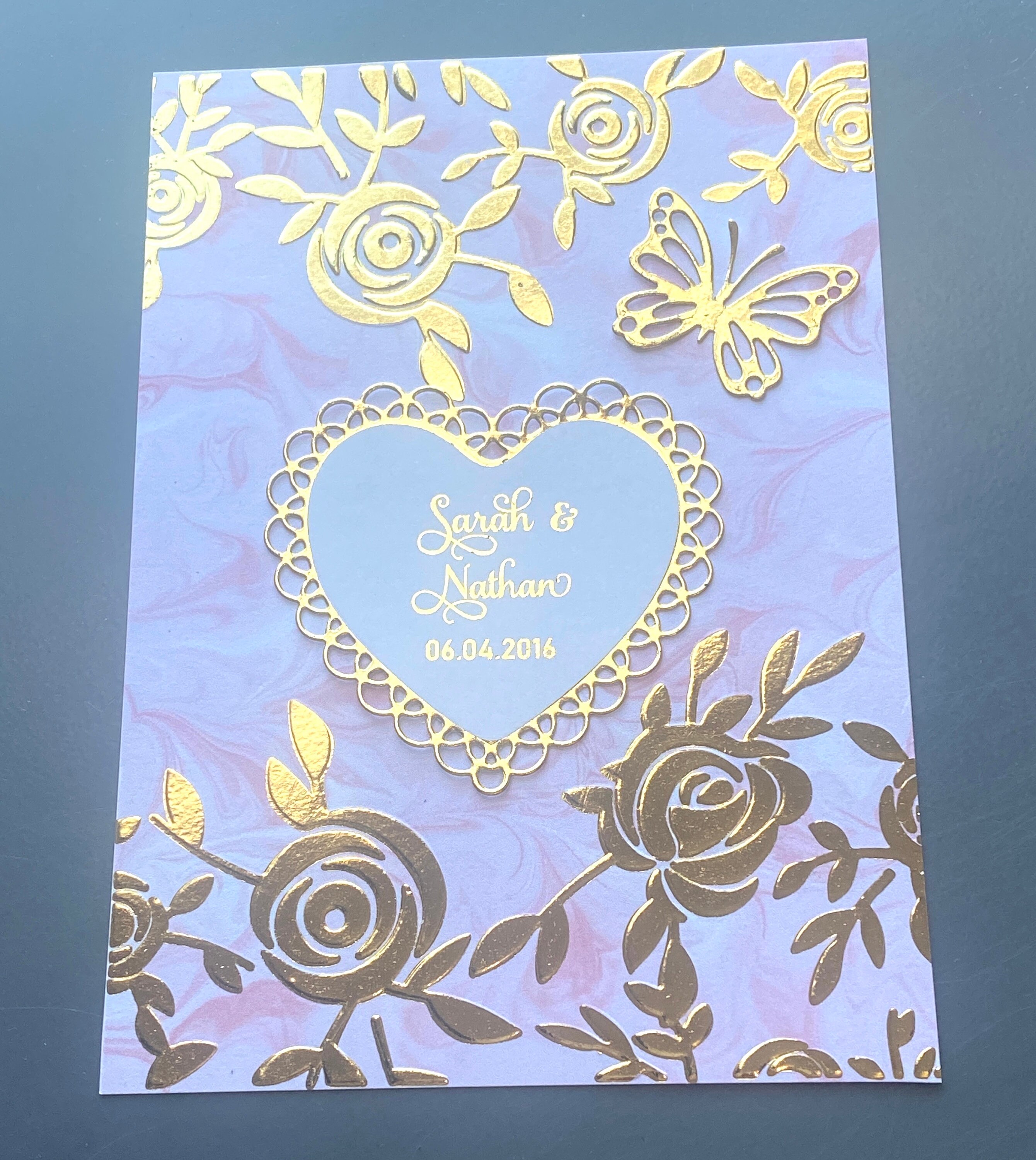 Personalized Elegant Luxury Wedding Card, Gold Embossed Rose Card ...
