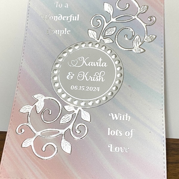 Personalized 3D handmade wedding card silver gold custom elegant luxury embossed card for Sweet sixteen 16 fifty 50 birthday and Bar mitzvah