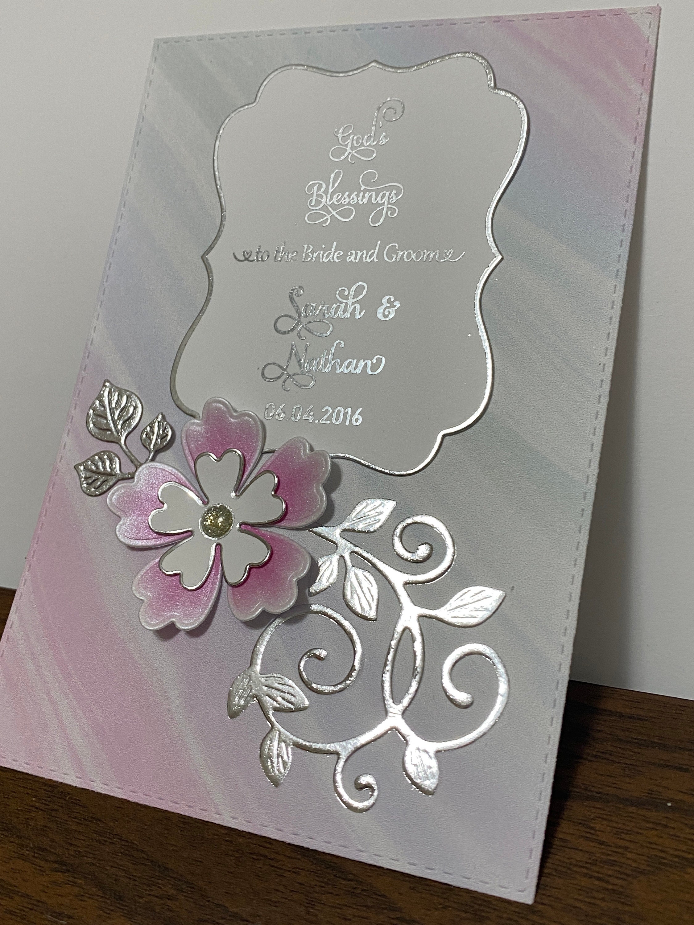 Personalized 3D Handmade Wedding Card Silver Luxury Embossed Card for ...