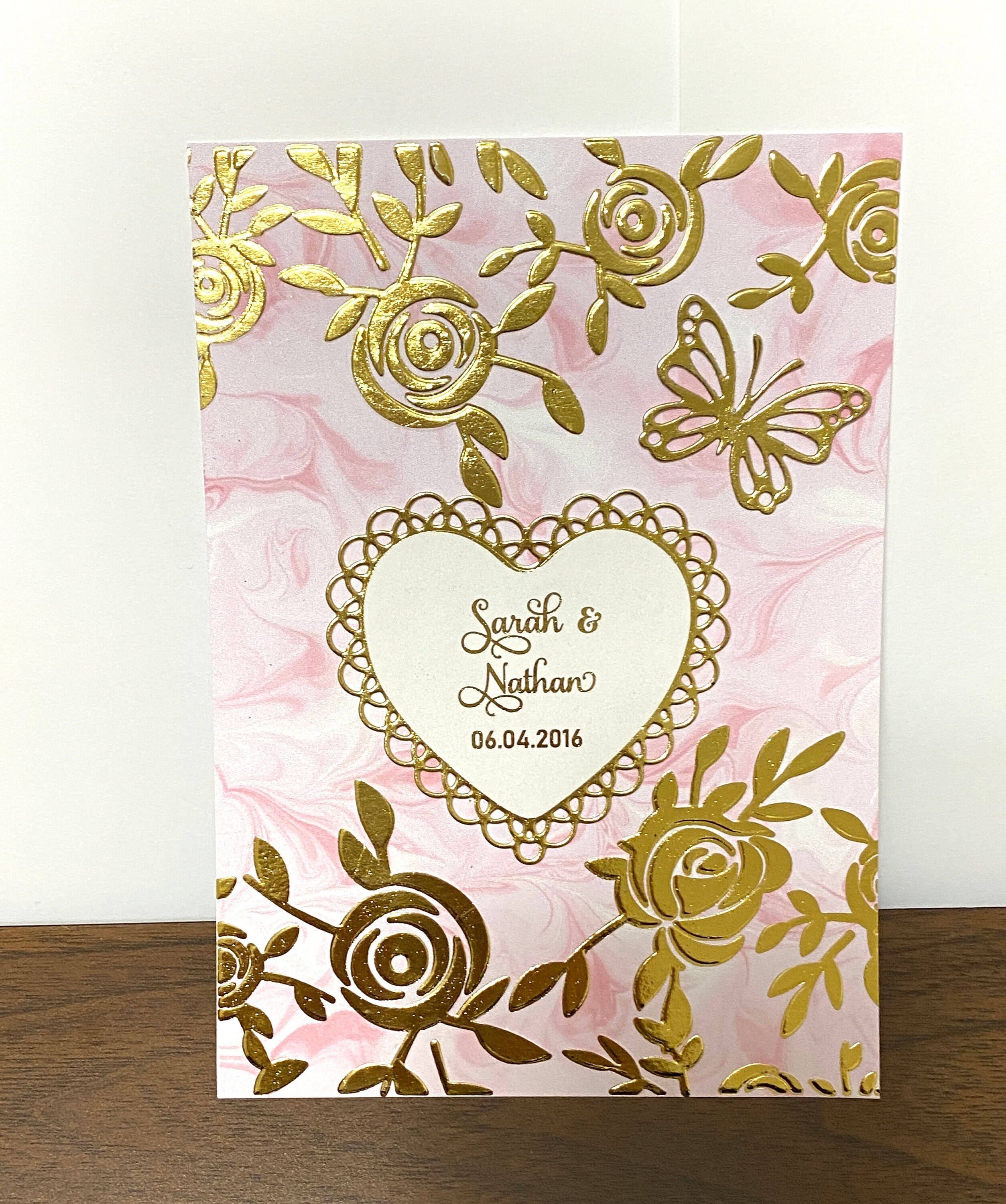 Personalized Elegant Luxury Wedding Card, Gold Embossed Rose Card ...