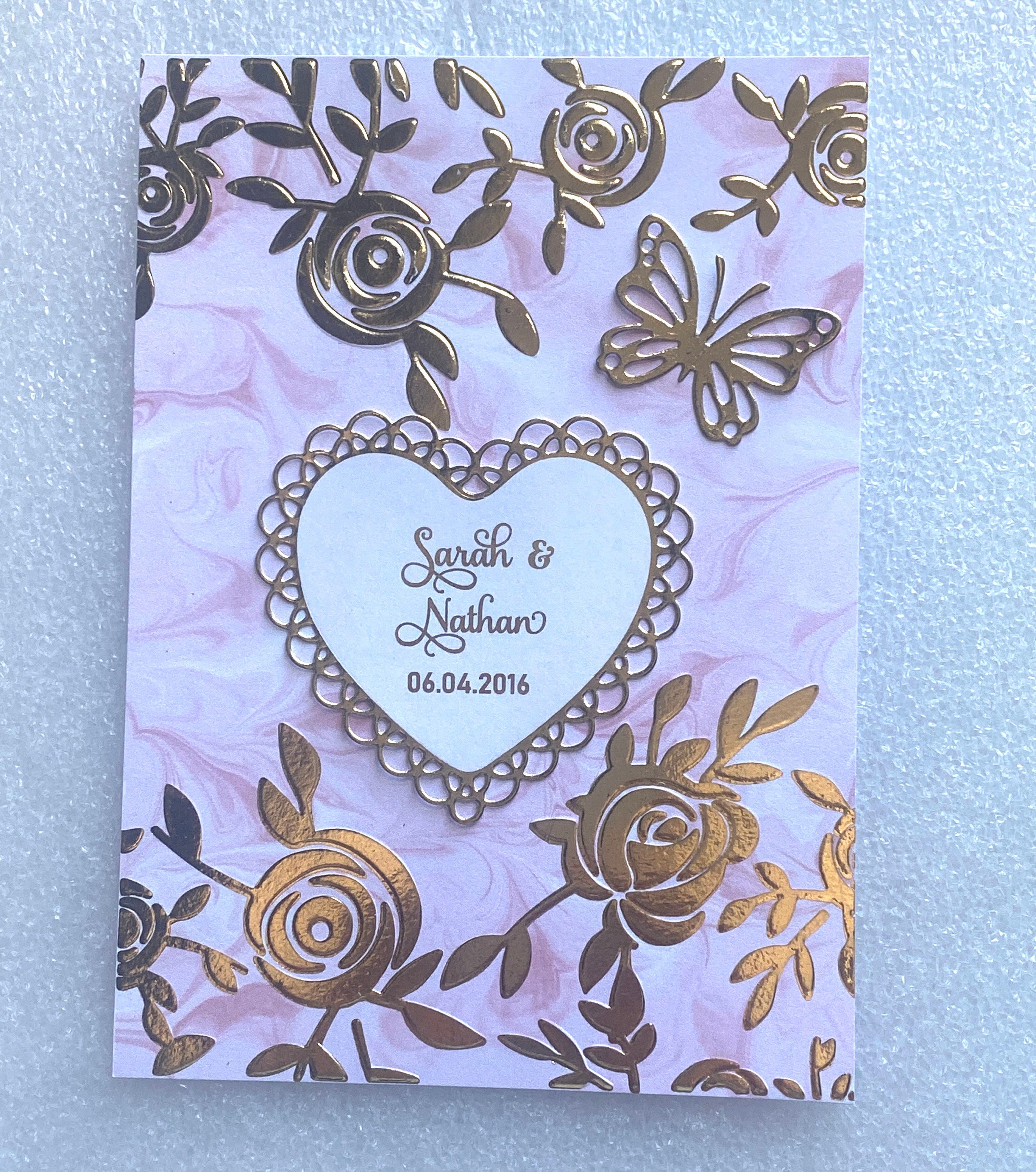 Personalized Elegant Luxury Wedding Card, Gold Embossed Rose Card ...