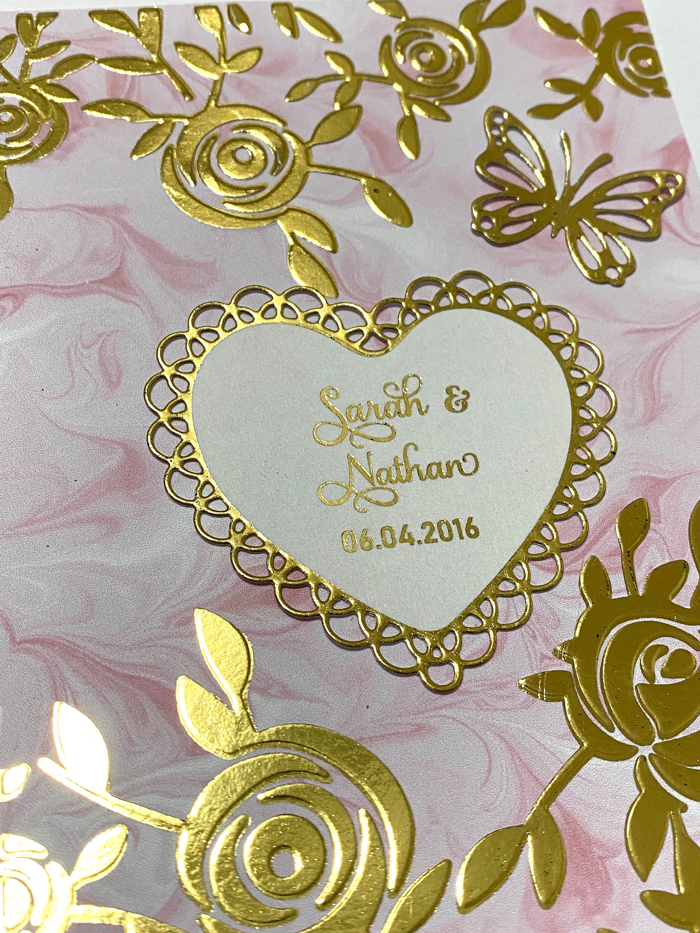 Personalized Elegant Luxury Wedding Card, Gold Embossed Rose Card ...