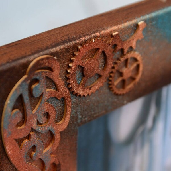 Photo frame Picture frame Steampunk Rusty Gears Cogs Steampunk decor