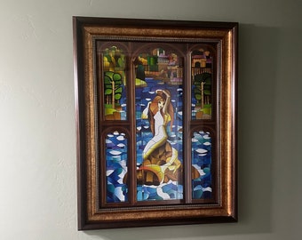 Magic Mermaid - Poster without Frame. Bath or Nursery Decor, Wizards Castle, Stained Glass Imitation Print