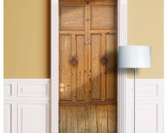 Vintage Wood Gates - Mural for Door, Wall, Fridge, Sticker, Peel and Stick Cover, Self-adhesive Decal, Wrap. ALL DOOR SIZES