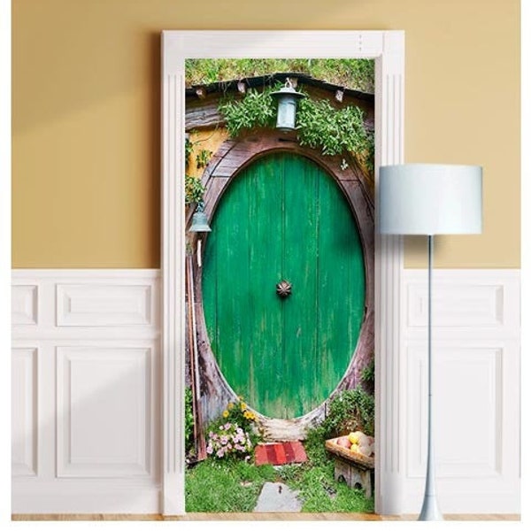 Fairy Elf Door - Mural for Door, Wall, Fridge, Sticker, Peel Stick Cover, Self-adhesive Decal, Wrap, Cling. Magic Nursery Design