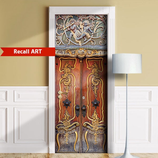 Baroque Angels - Sticker for Door, Wall or Fridge. Peel & Stick Removable Mural, Skin, Cover, Wrap, Decal, Poster, Cling