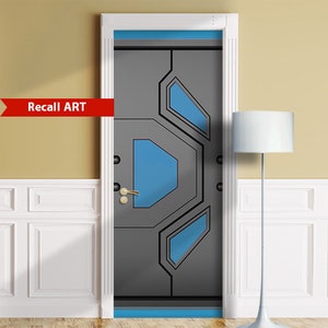 Door Mural - Star ship gateway. Decal for Window, Wall, Fridge, Sticker, Peel and Stick poster, Self-adhesive Decal, Wrap, Cling, Design
