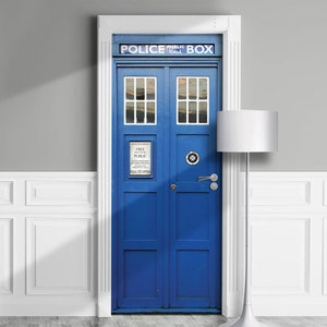 Policebox Door Mural - Peel & Stick Removable Sticker, Cover, Skin, Wrap, Decal, Policebooth, Police box Poster