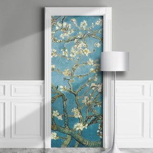 Van Gogh Almond-Tree - Door Mural,Decal for Window, Wall, Fridge, Sticker, Peel and Stick poster, Self-adhesive Decal, Wrap, Cling.
