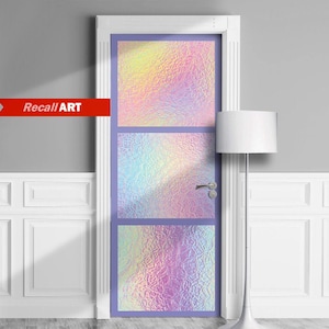 Holographic Glass Imitation - Door Mural, Removable Decal, Self-adhesive Cover, Wrap For Window Wall Fridge. Magic Unicorn Crystal, Rainbow