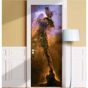 Türaufkleber Kosmos, Galaxie, Nebel, Hubble, Weltraum, Sterne – Wandbild, Abdeckung, selbstklebendes Abziehbild, Wrap.