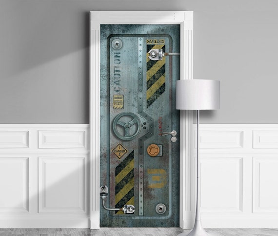 Door Mural Bunker Sci-fi Armored Spaceship. Removable 