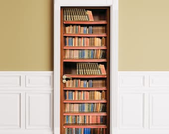 Sticker for Door / Wall / Fridge - Books. Peel & Stick Removable Decole, Mural, Skin, Cover, Wrap, Decal, Poster