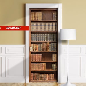 Antike Bücher auf Bücherregalen, Bücherregalen – Wandbild zum Abziehen und Aufkleben, Aufkleber, Einband, Abziehbild, Ski, Folie. Männerhöhle