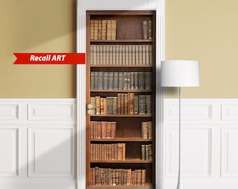 Antique books on bookshelfs, bookcase - Peel and Stick Mural, Sticker, Cover, Decal, Ski, Wrap. Man Cave