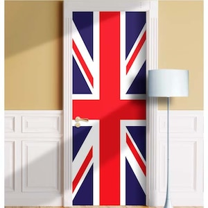 Britse vlag, banner - muurschildering voor deur, muur, koelkast, sticker, zelfklevende hoes, wikkel, klem. ALLE DEURMATEN