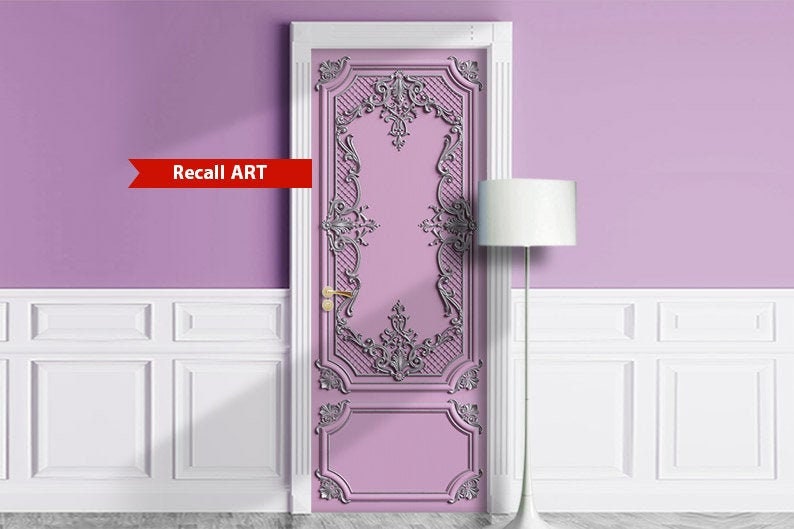 Door Mural Rose Classic door. Decal for Window, Wall, Fridge, Sticker, Peel and Stick poster, Self-adhesive Decal, Wrap, Cling. image 1