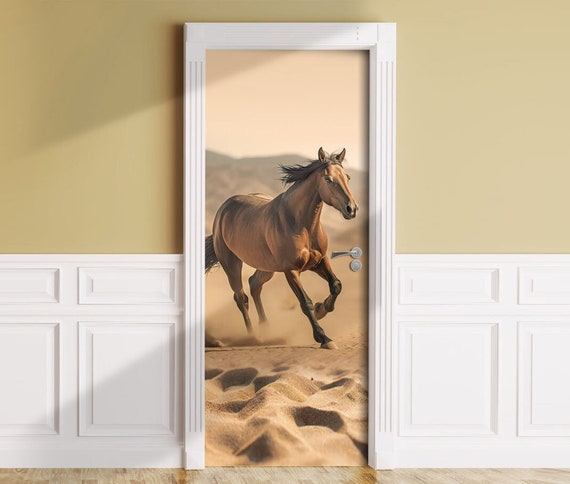 Poster de Porte Cheval qui court, coursier dans le désert, sable