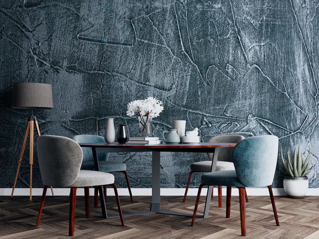 Blue Gray Stucco Removable Wall Mural, Peel and Stick Decal, Nonwoven