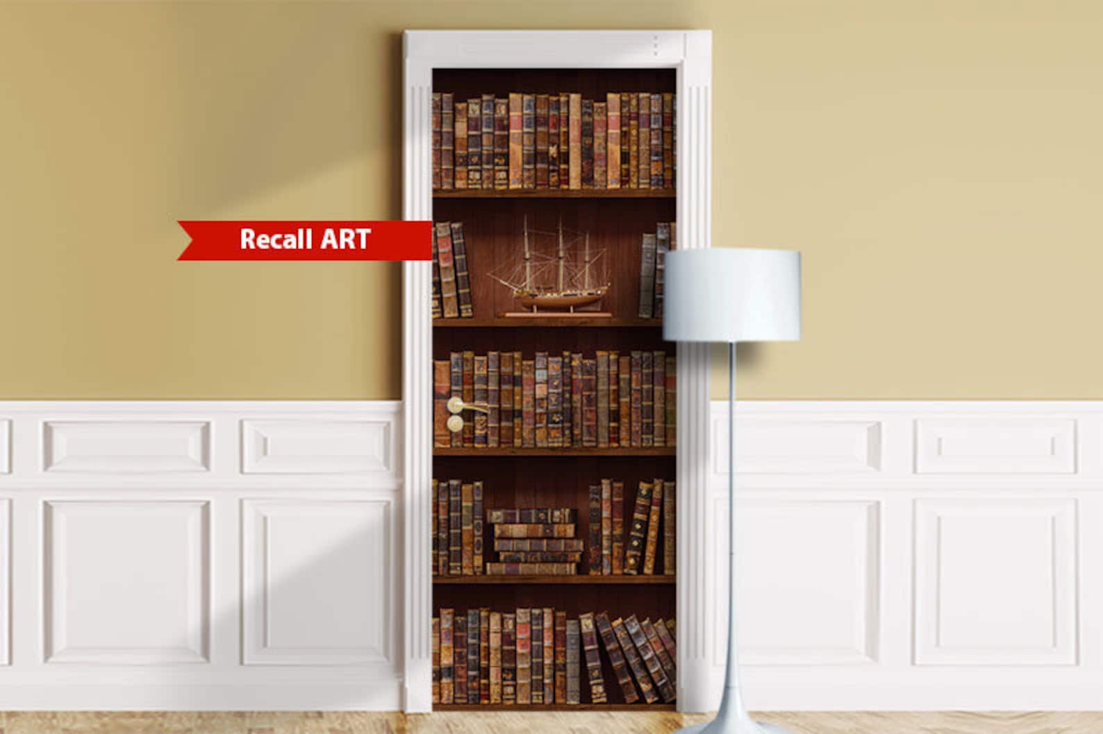 Door Mural Antique Books Shelves Bookcase Library. Decal Etsy