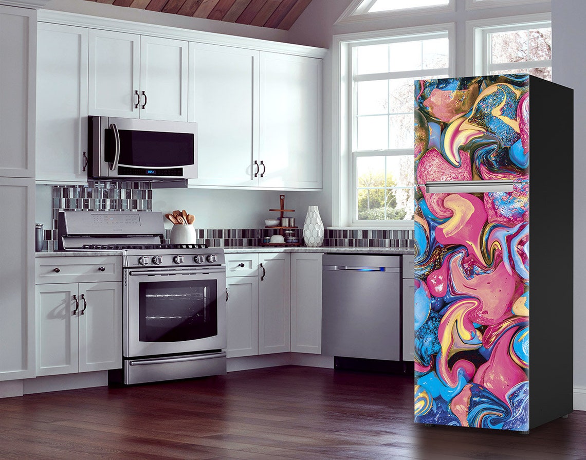 Fridge Wrap Liquid Color Glass Marble. Decal for Door Etsy
