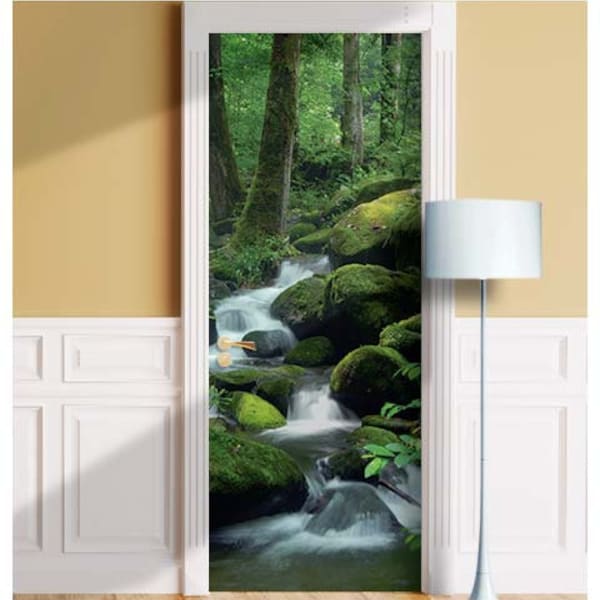 Forest Brook - Mural para Porta, Parede, Geladeira, Adesivo, Película Autoadesiva, Revestimento. TODOS OS TAMANHOS DE PORTA