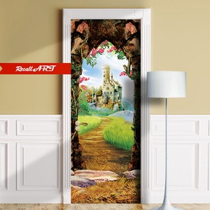 Fairy Castle - Peel & STick Door Mural, Sticker, Cover, Decal - ALL DOOR SIZES
