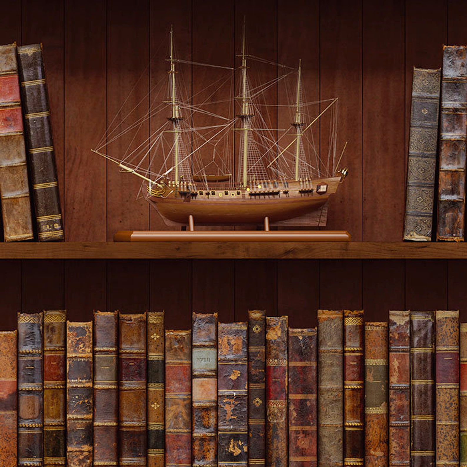 Door Mural Antique Books Shelves Bookcase Library. Decal Etsy