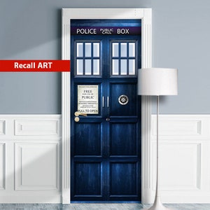 Autocollant de porte de cabine de police bleue, décor Whovian, pièce unique