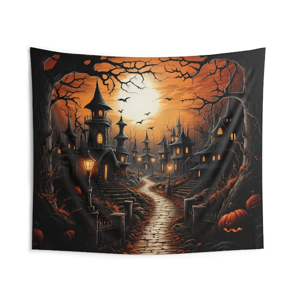 Halloween Village Backdrop Etsy