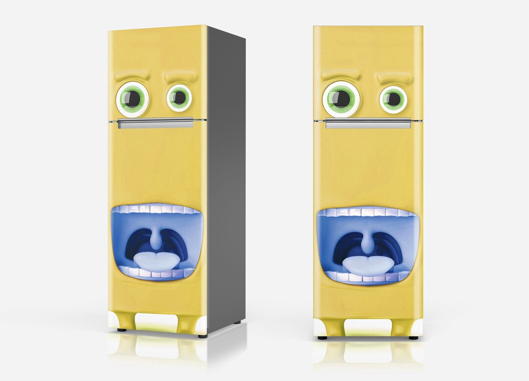 Funny Fridge Wrap or Door Mural, Removable Decal, Selfadhesive Cover
