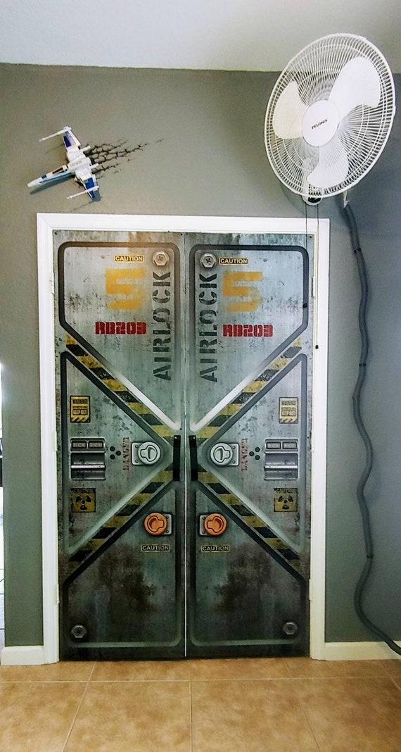 Door Mural Bunker Sci-fi Armored Spaceship. Removable 