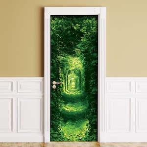 Sticker for Door/Wall/Fridge Green Tunnel. Peel & Stick Removable Mural, Skin, Cover, Wrap, Decal, Poster image 1