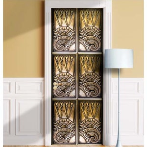 Bronze art Nuevo Entrance - Mural for Door, Wall, Fridge, Sticker, Peel and Stick Cover, Self-adhesive Decal, Wrap, Cling. ALL DOOR SIZES