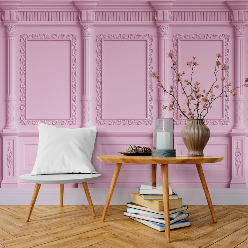 Flat Wallpaper Classic Baroque Wall With Mouldings and - Etsy