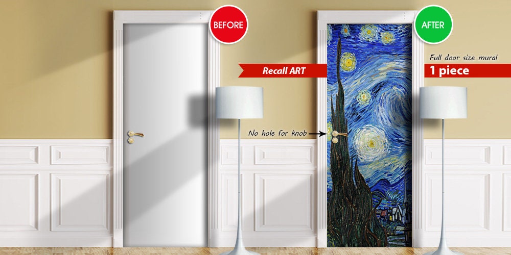 The Starry Night, Van Gogh - Door Mural Door Cover