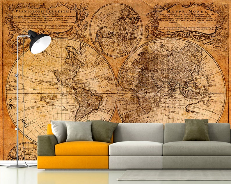 Old World Map Mural Vinyl Self Adhesive Wallpaper Decal. Etsy