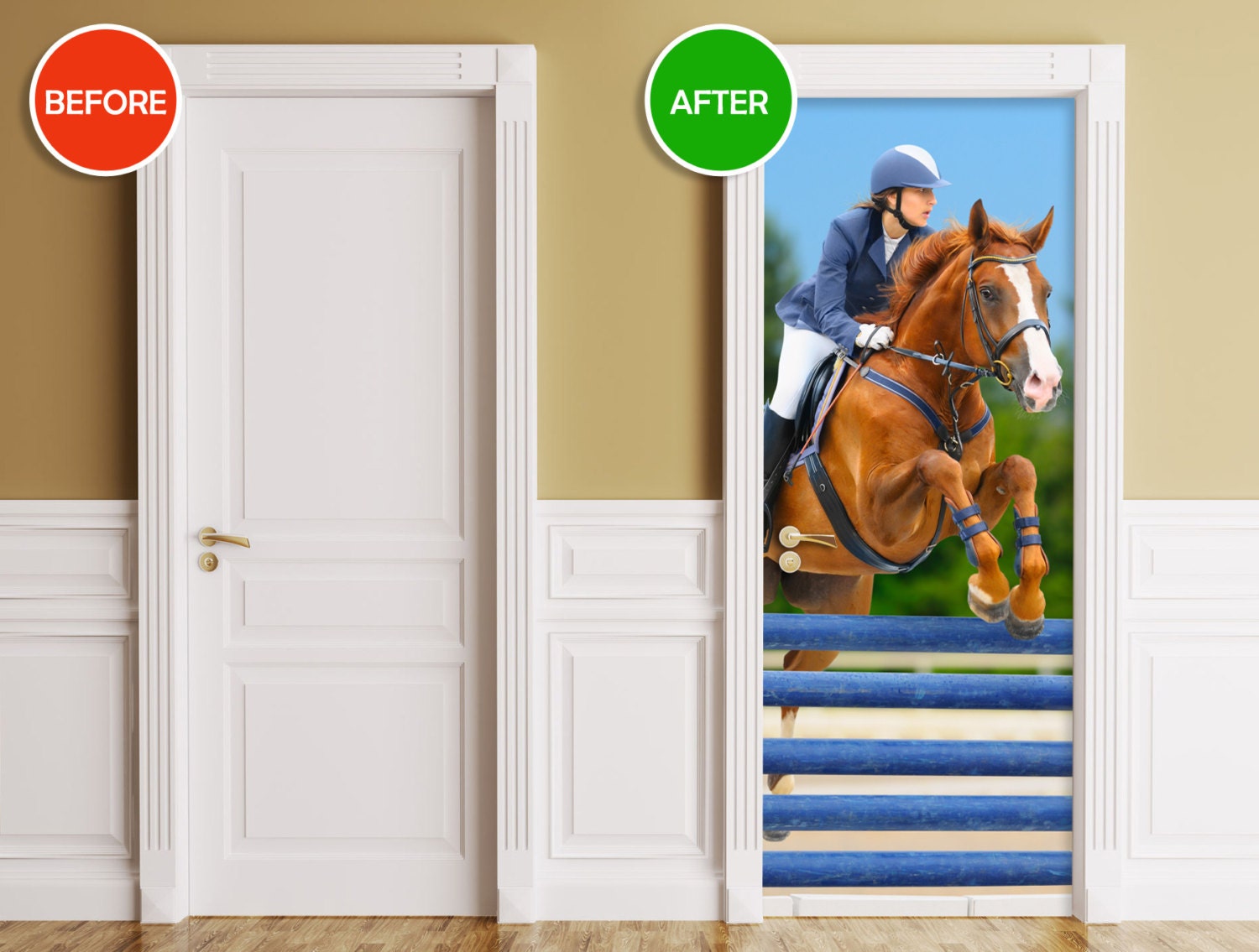 Door / Wall / Fridge Sticker - Horse Door Cover