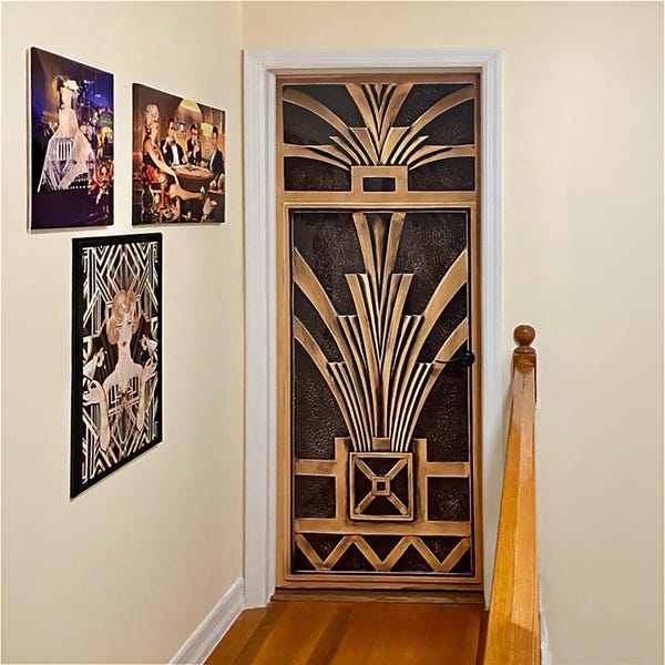 Bronze Door Mural - Sticker for Door, Wall or Fridge. Peel & Stick Removable Wrap, Cover, Skin, Decal