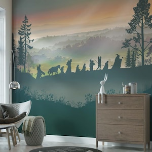 Papier peint mural Walking Fellowship, sticker mural fantaisie autocollant, tapisserie, fond de scène, décoration pour chambre d'enfant aux tons pastel, dimensions sur mesure