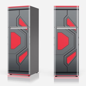 Scifi Fridge Wrap or Door Mural, Removable Decal, Self-adhesive Cover, Cling Window, Wall. Spaceship, Star Ship, Bunker, Sci-Fi. Custom