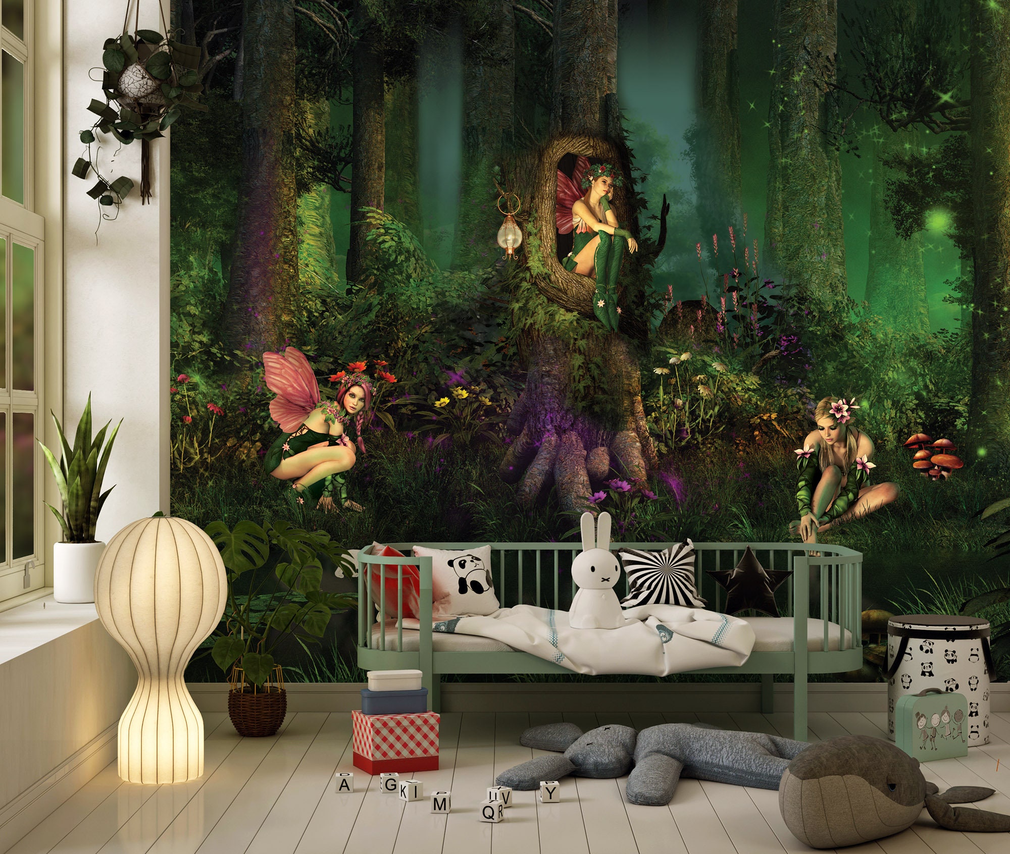 Fairy Forest With Fairies Self-adhesive Removable Mural - Etsy