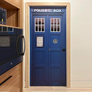 Policebox Door Mural - Peel & Stick Removable Sticker, Cover, Skin, Wrap, Decal, Policebooth, Police box Poster