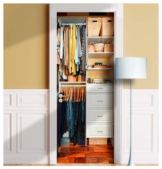 Kleiderschrank-Imitation – Wandbild für Tür, Wand, Kühlschrank, Aufkleber, selbstklebende Folie, Wandtattoo, Umhüllung. Ankleidezimmer, Garderobe