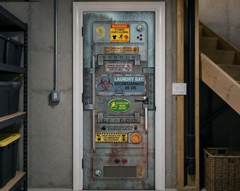 Funny Door for Laundry Room: Sci-Fi Airlock Vinyl Sticky Mural