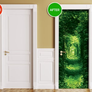 Sticker for Door/Wall/Fridge Green Tunnel. Peel & Stick Removable Mural, Skin, Cover, Wrap, Decal, Poster image 2