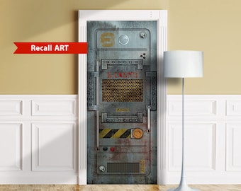 Danger door, bunker, core armored metal door - Peel and stick door mural, wrap, cover, decal - ALL DOOR SIZES