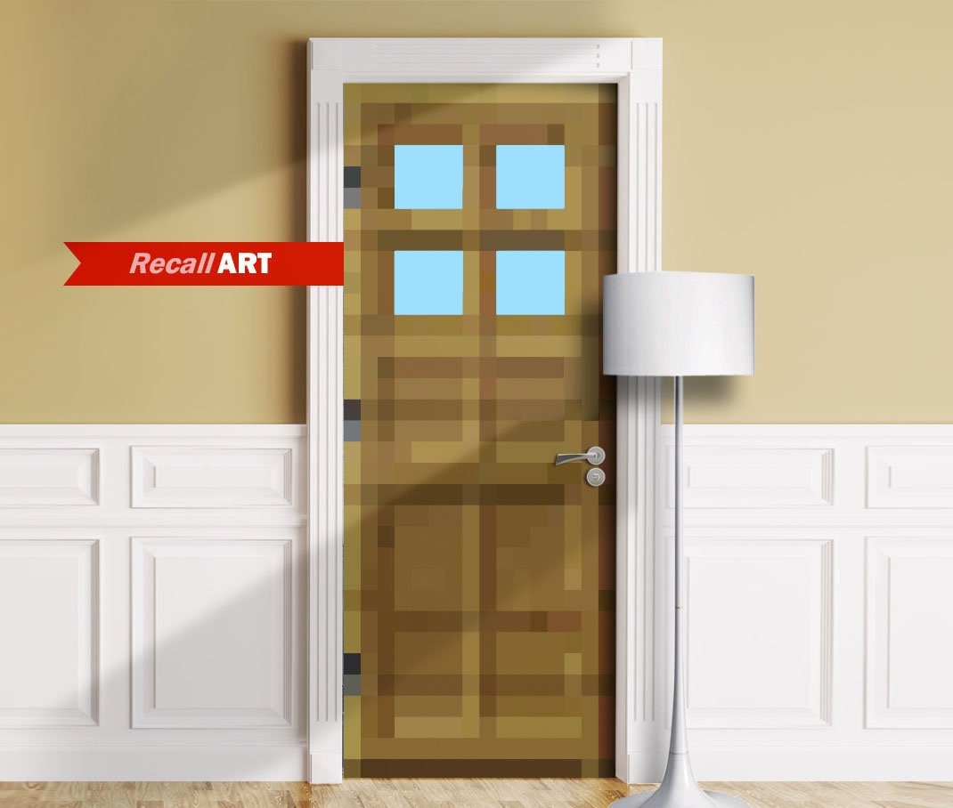 Pixelized Oakdoor - Door Mural Door Cover