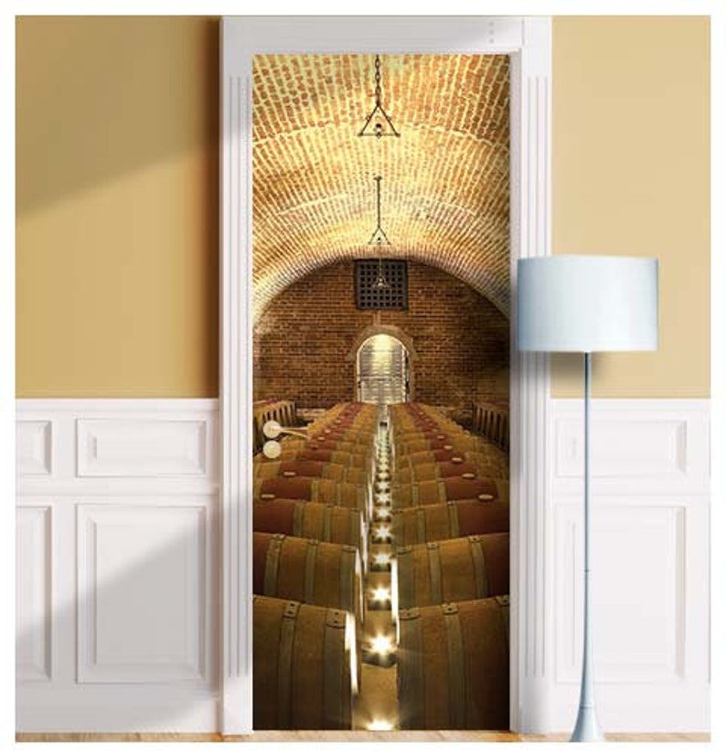 Wine Cellar with Barrels Mural for Door Wall Fridge Etsy